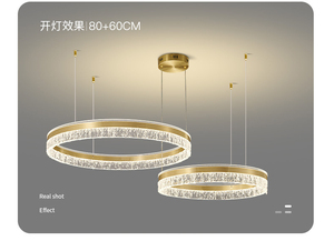 Double Rings LED Chandelier Parallel Circular Modern Pendant Light Hotel bedroom decorative lamp