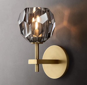 Hotel Bedroom Sconce Brass Crystal Glass Wall Light single light Decorative Wall Lamp