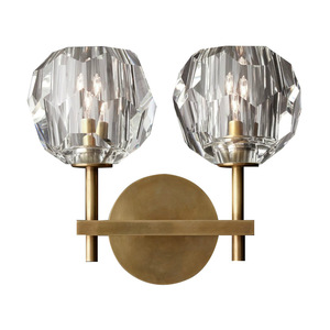 Brass Crystal Glass Wall Sconces 2 heads Wall Light decorative lamp